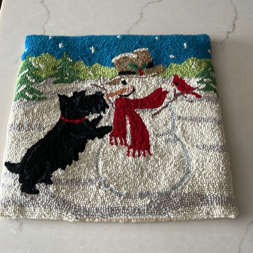 Schnauzer 16x16 pillow cover face 100% wool back 100% polyester
